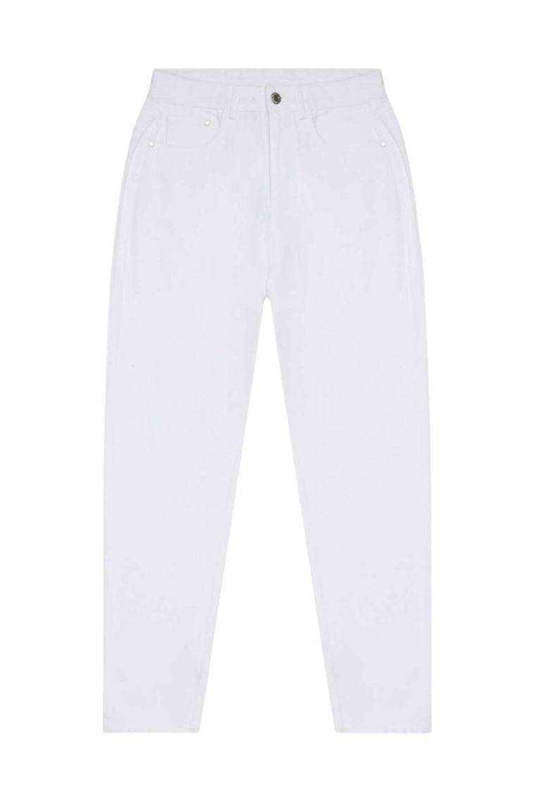 Spodnie jeansowe damskie, białe, Moodo