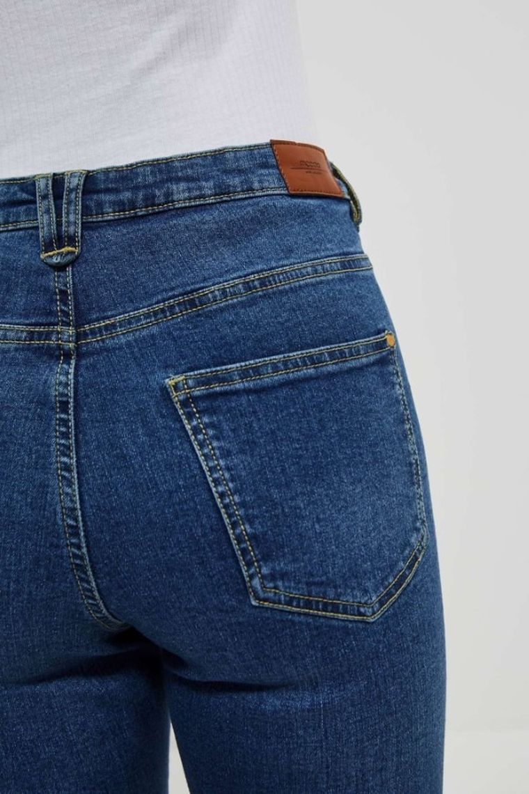 Spodnie jeansowe damskie, dzwony, niebieskie, Moodo