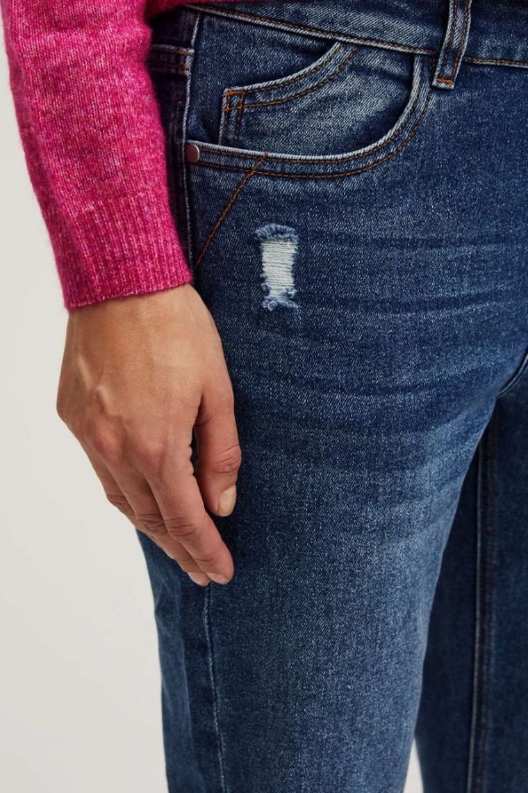 Spodnie jeansowe damskie, granatowe, Moodo