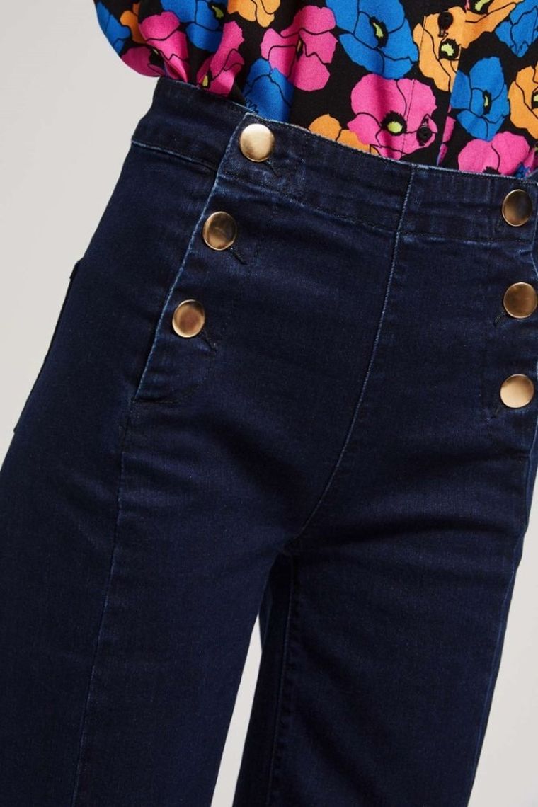 Spodnie jeansowe damskie, granatowe, Moodo