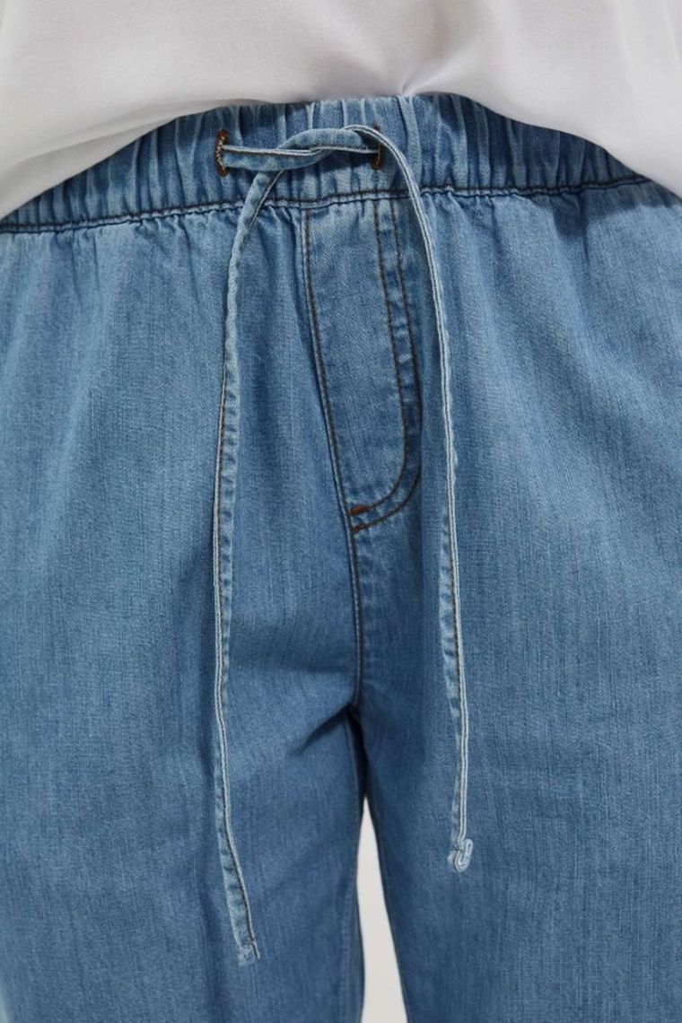 Spodnie jeansowe damskie, jogger, niebieskie, Moodo