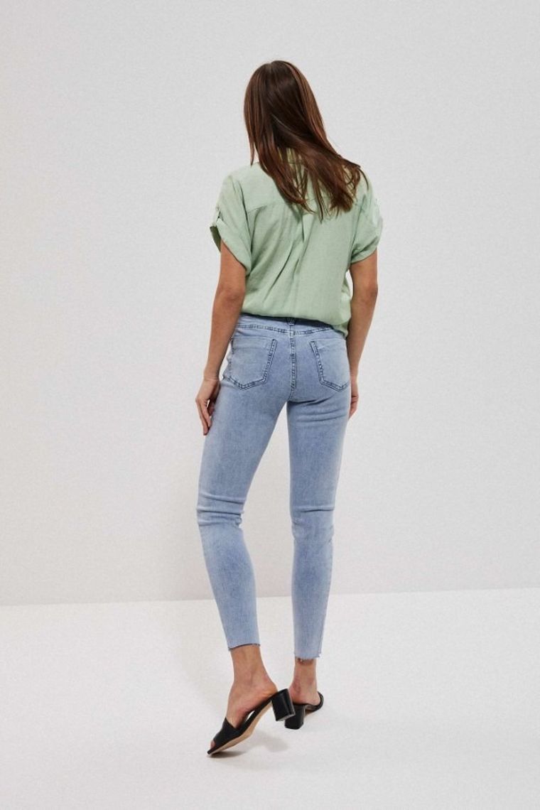 Spodnie jeansowe damskie, medium waist, niebieskie, Moodo