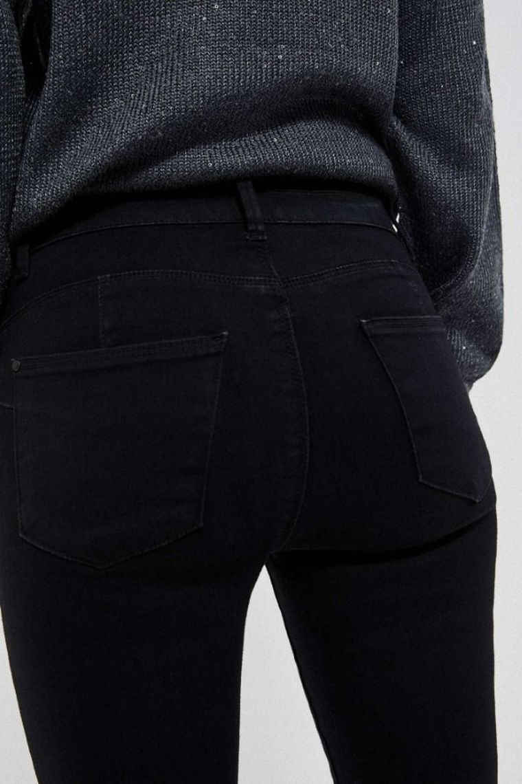 Spodnie jeansowe damskie, push up, czarne, Moodo