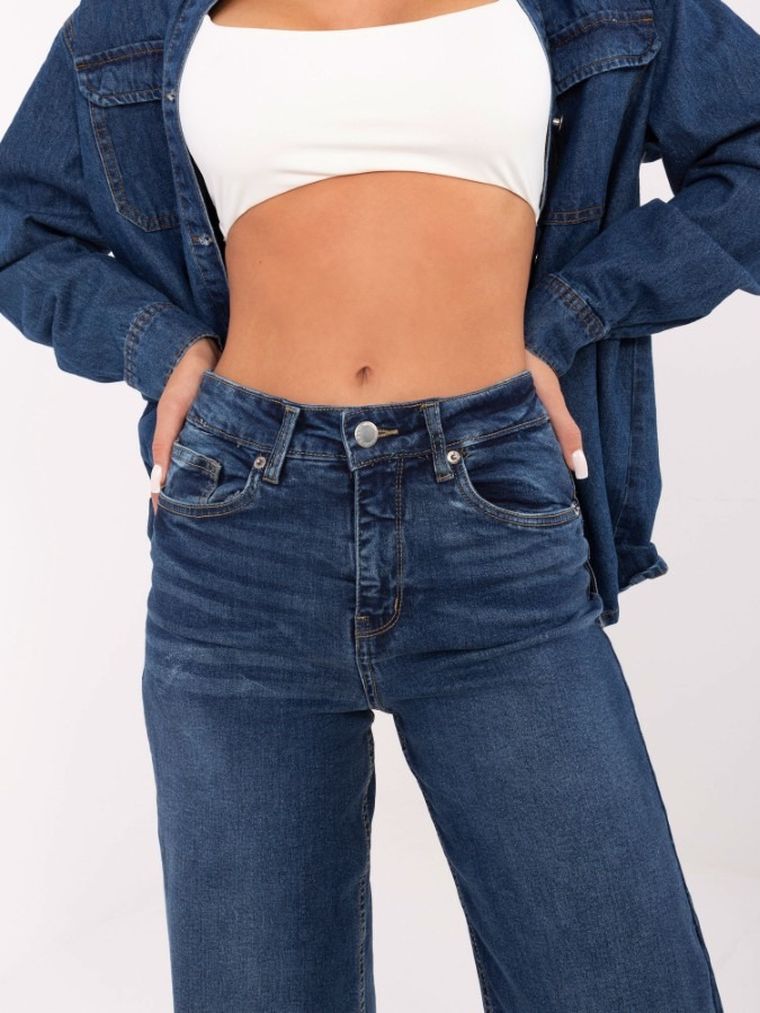 Spodnie jeansowe damskie, wide leg, niebieskie, Sublevel