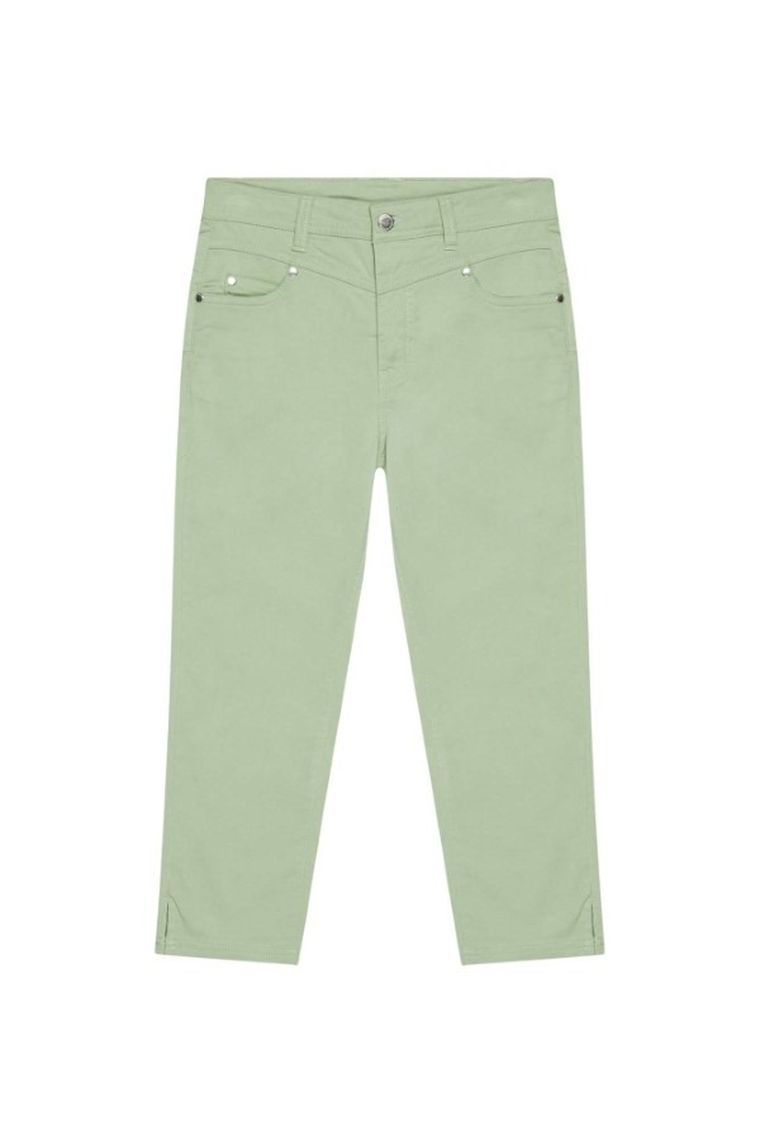 Spodnie materiałowe damskie 3/4, zielone, Moodo