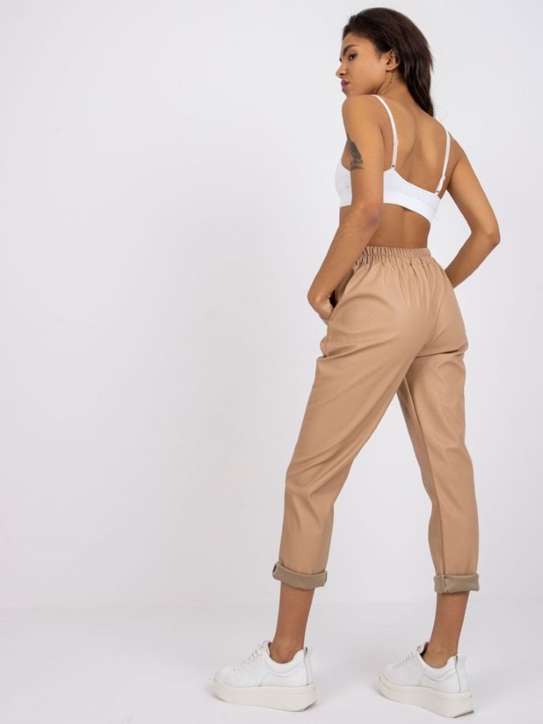 Spodnie materiałowe damskie, beżowe, Italy Moda