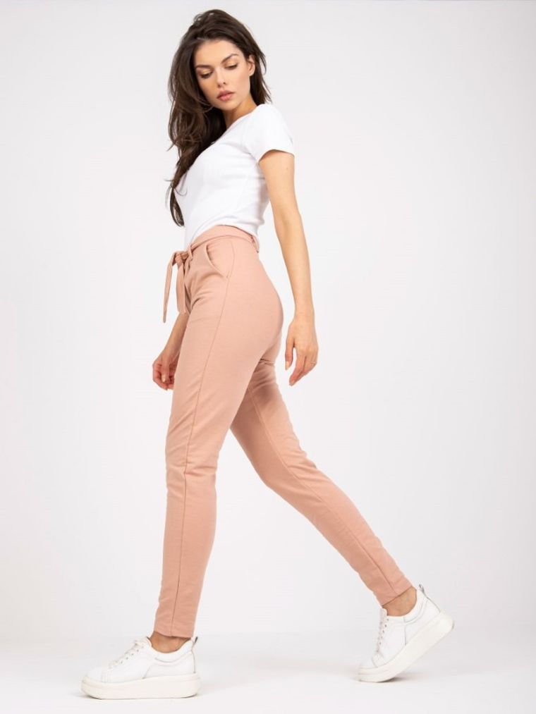 Spodnie materiałowe damskie, beżowe, Rue Paris