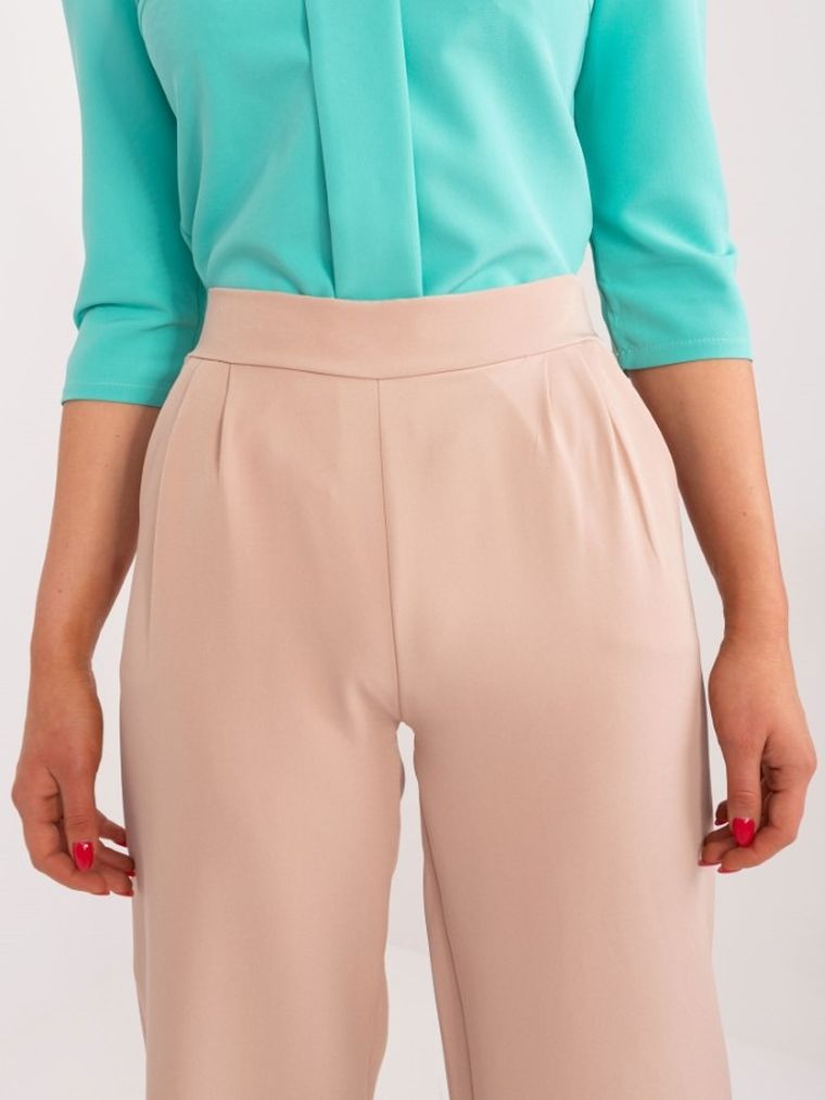 Spodnie materiałowe damskie, beżowe, Rue Paris