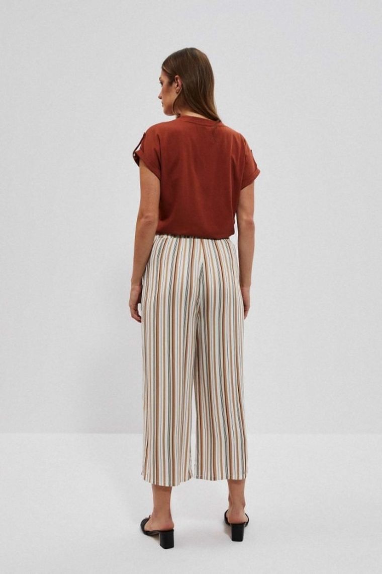 Spodnie materiałowe damskie, białe, Moodo