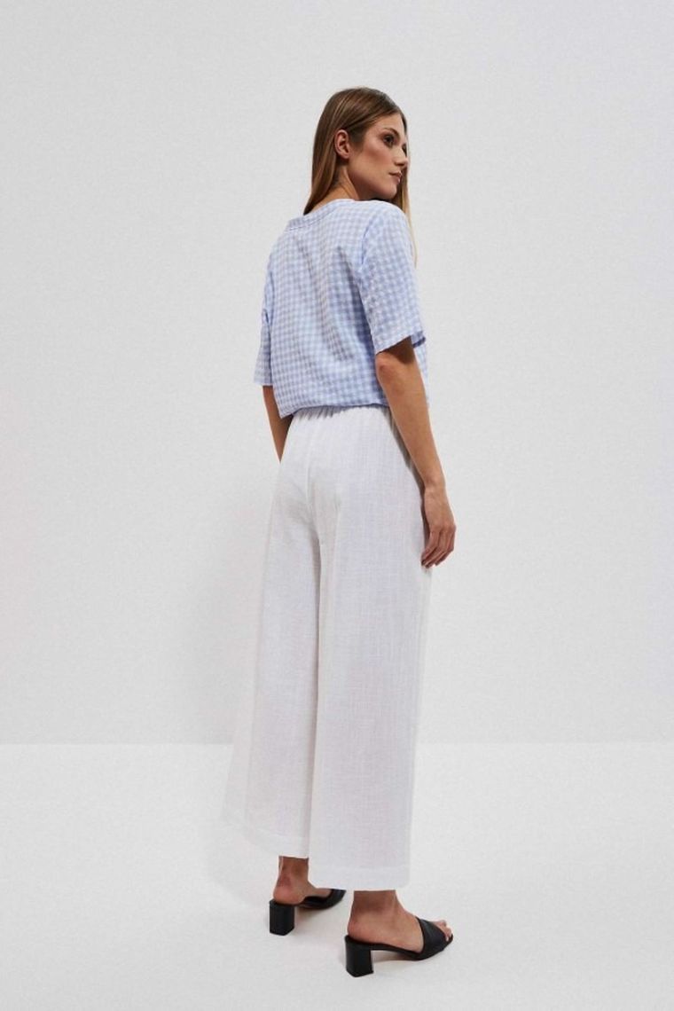 Spodnie materiałowe damskie, białe, Moodo