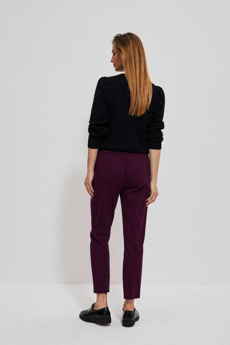 Spodnie materiałowe damskie, bordowe, Moodo