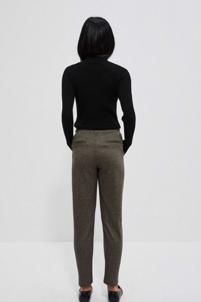 Spodnie materiałowe damskie, brązowe, Moodo