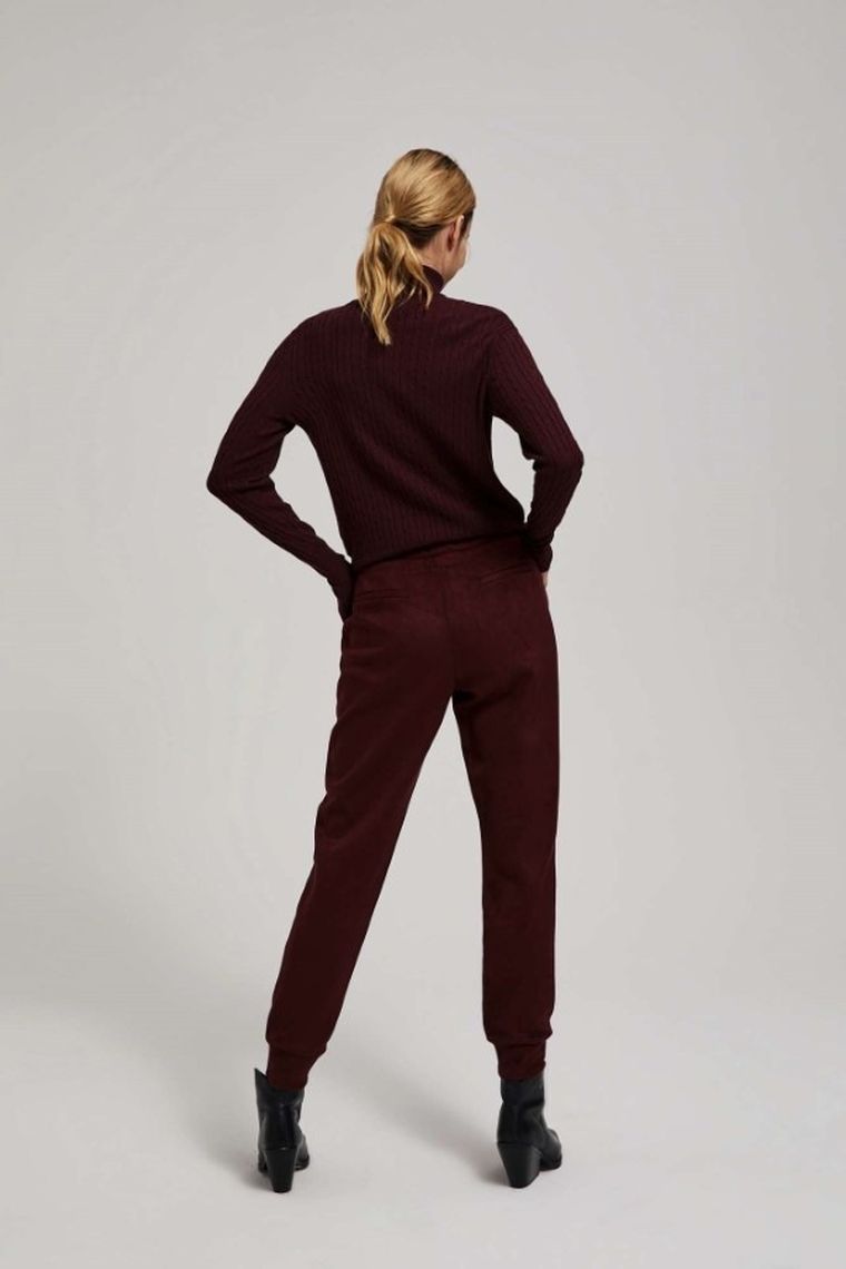 Spodnie materiałowe damskie, brązowe, Moodo