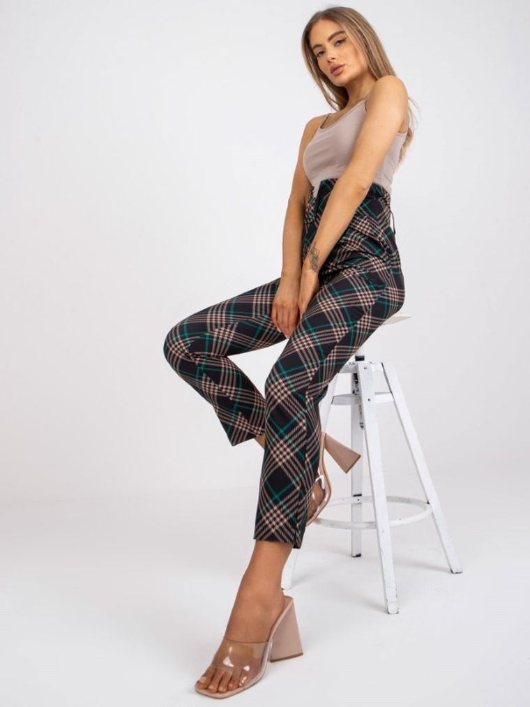 Spodnie materiałowe damskie, czarne, Italy Moda