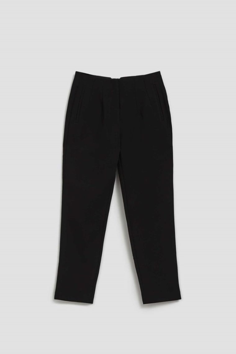 Spodnie materiałowe damskie, czarne, Moodo