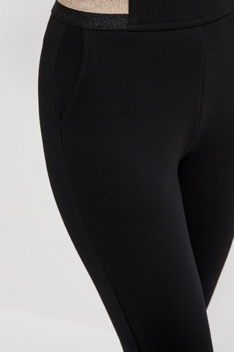 Spodnie materiałowe damskie, czarne, Moodo