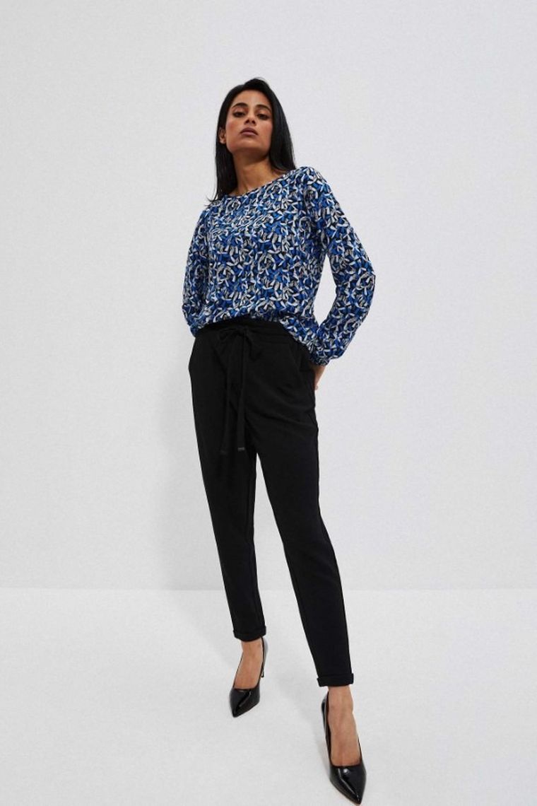 Spodnie materiałowe damskie, czarne, Moodo