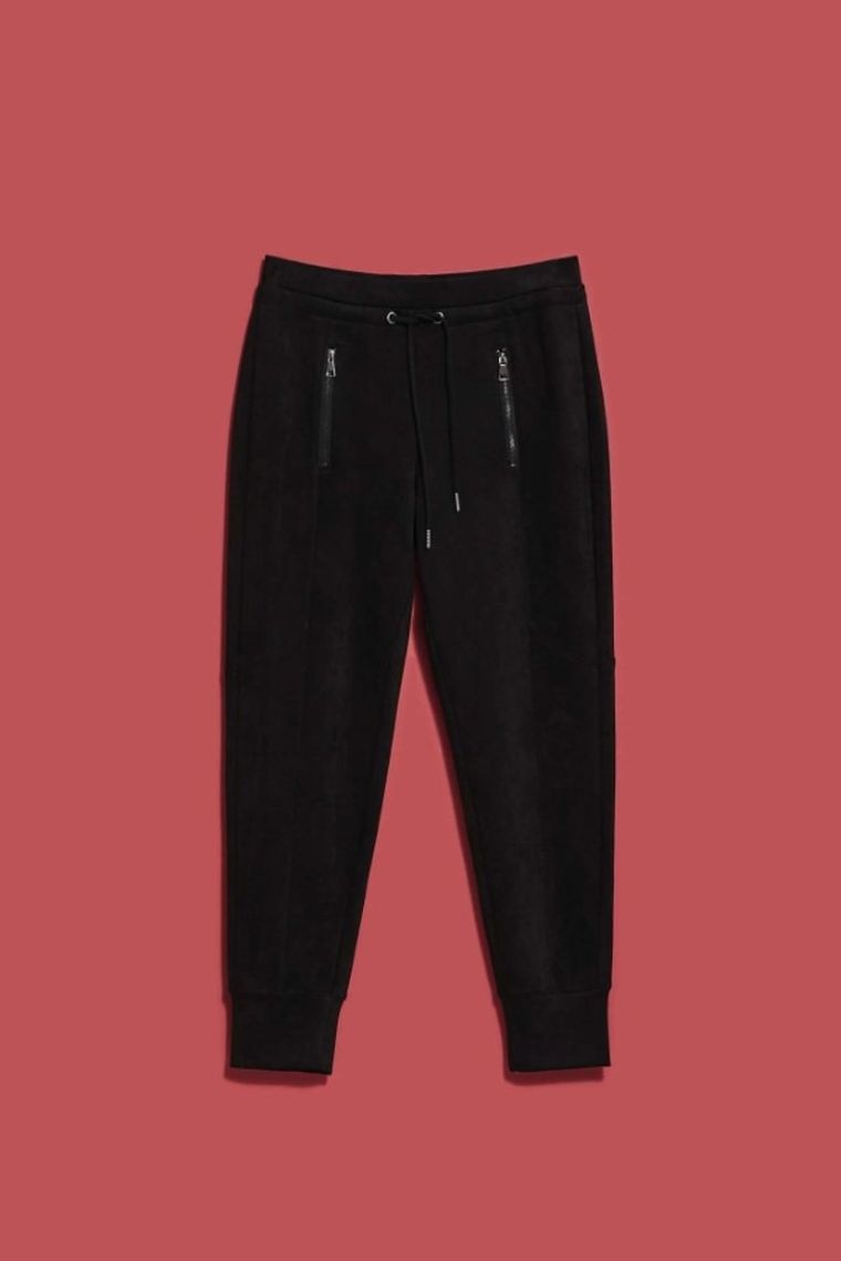 Spodnie materiałowe damskie, czarne, Moodo