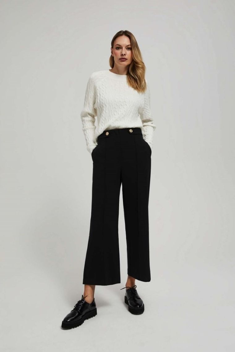 Spodnie materiałowe damskie, czarne, Moodo