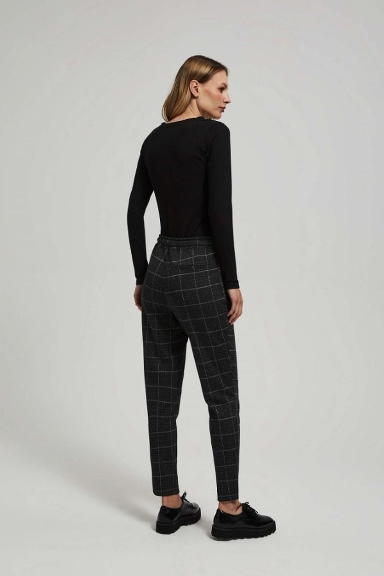 Spodnie materiałowe damskie, czarne, Moodo