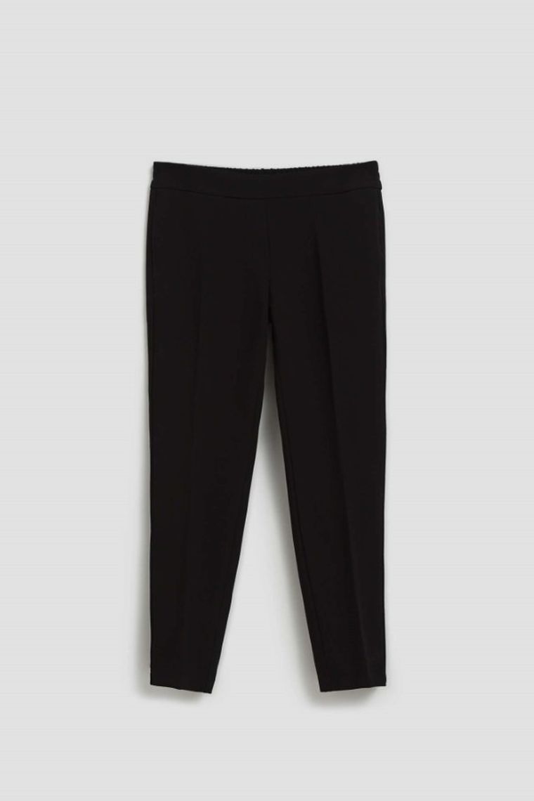 Spodnie materiałowe damskie, czarne, Moodo