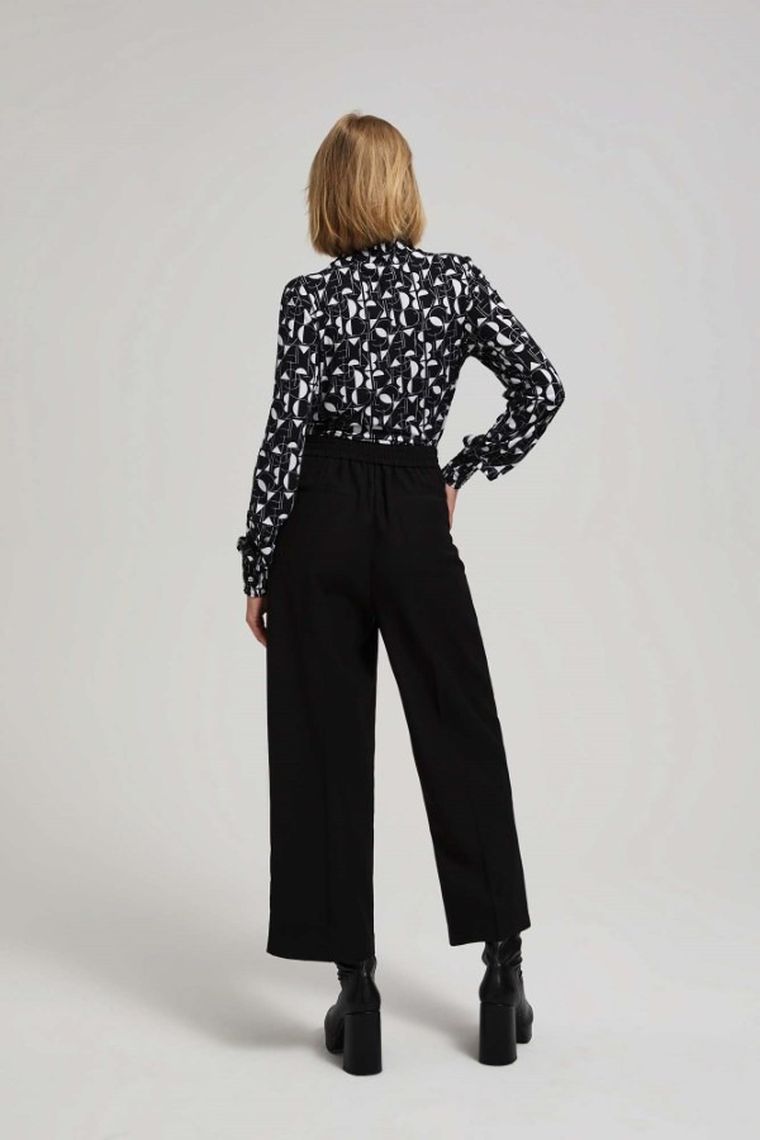 Spodnie materiałowe damskie, czarne, Moodo