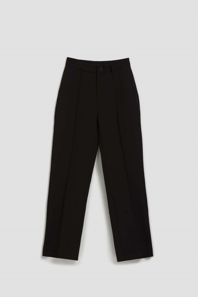 Spodnie materiałowe damskie, czarne, Moodo