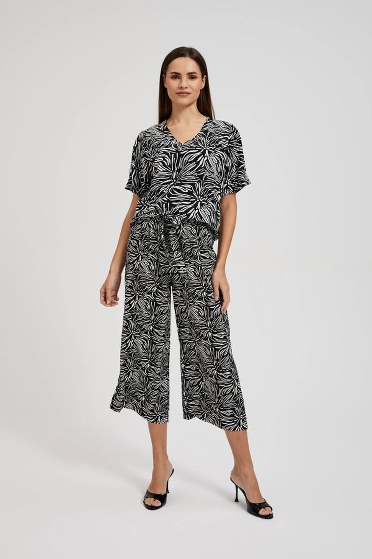 Spodnie materiałowe damskie, czarne, Moodo