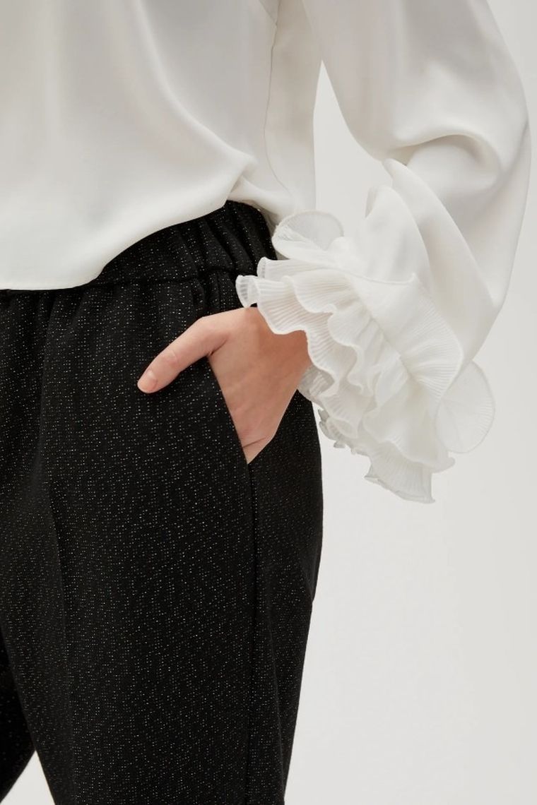 Spodnie materiałowe damskie, czarne, Moodo