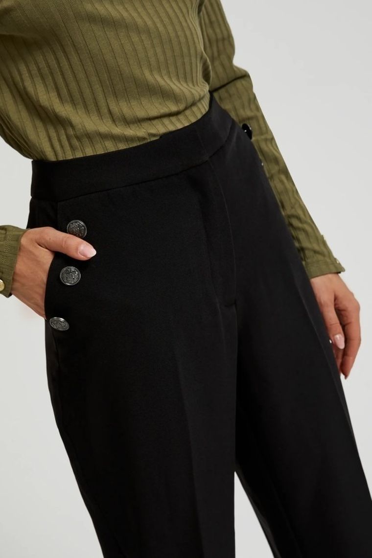 Spodnie materiałowe damskie, czarne, Moodo