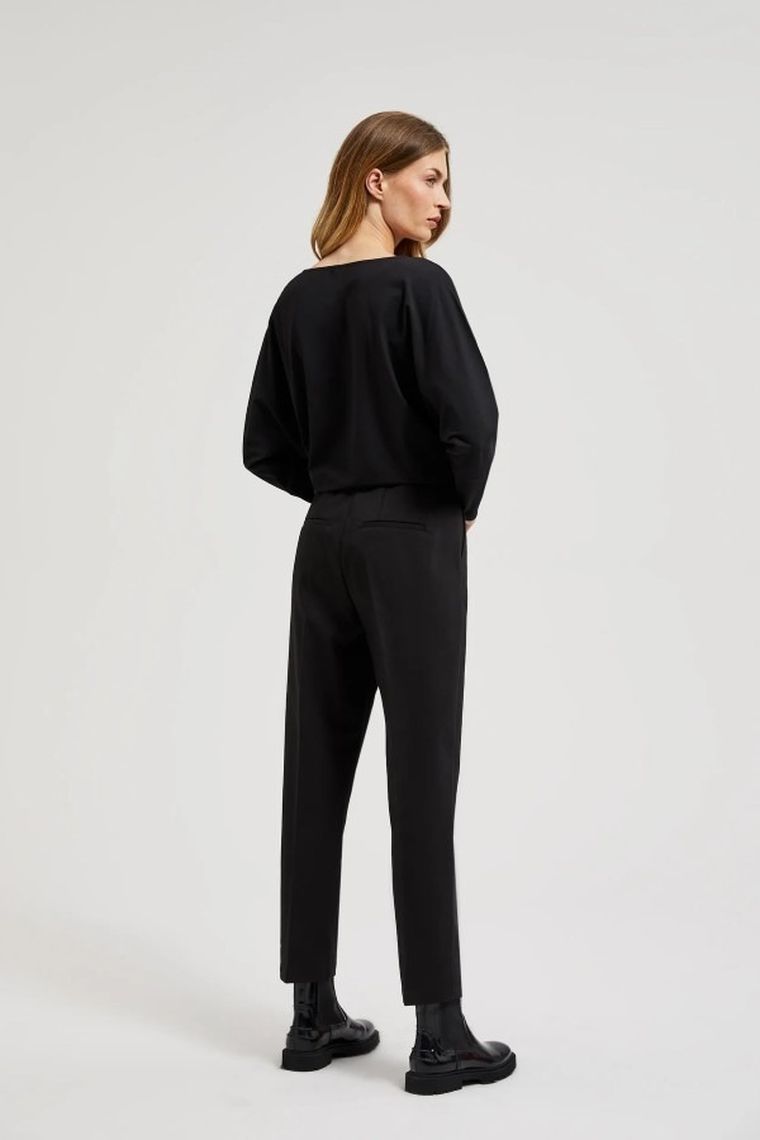 Spodnie materiałowe damskie, czarne, Moodo