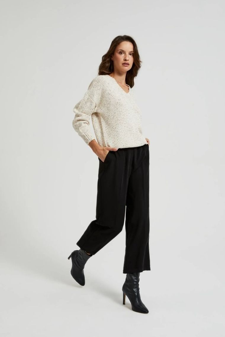 Spodnie materiałowe damskie, czarne, Moodo