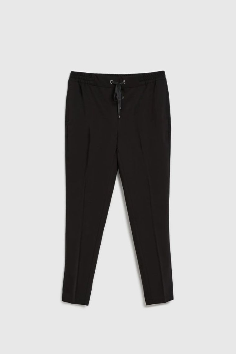 Spodnie materiałowe damskie, czarne, Moodo