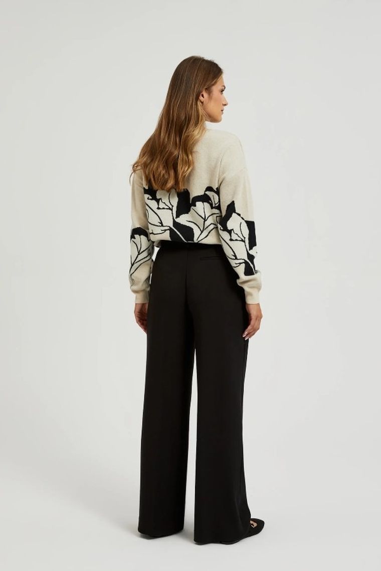 Spodnie materiałowe damskie, czarne, Moodo