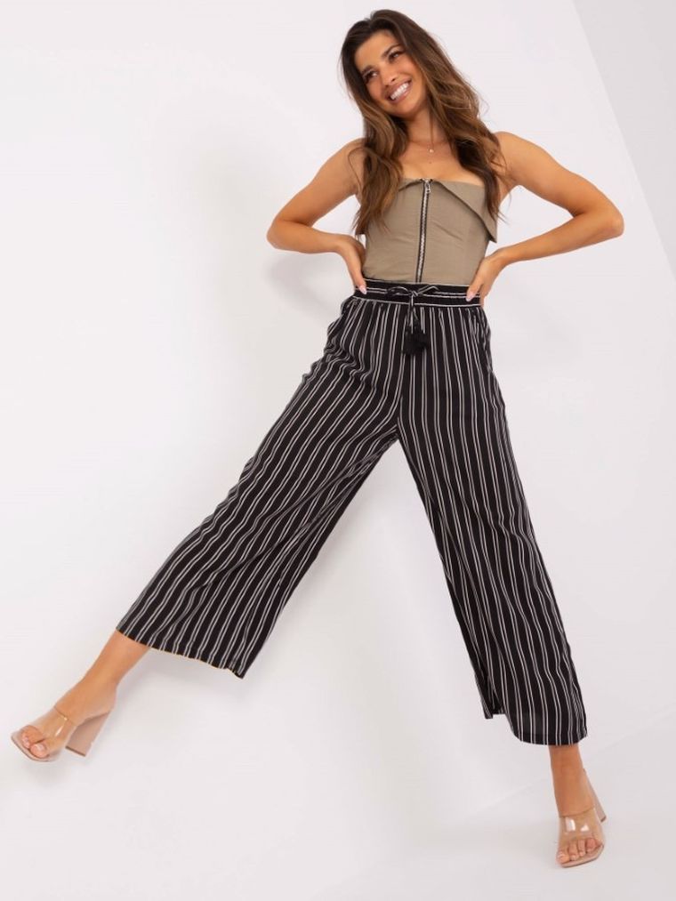 Spodnie materiałowe damskie, czarne, Sublevel