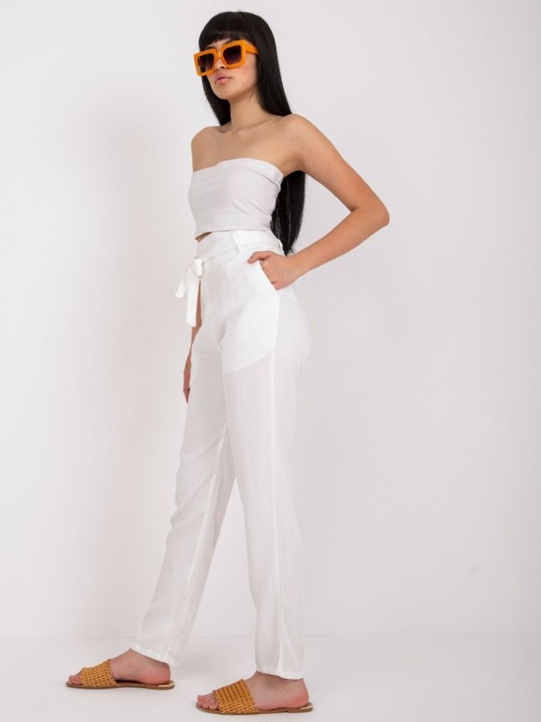 Spodnie materiałowe damskie, ecru, Factory Price