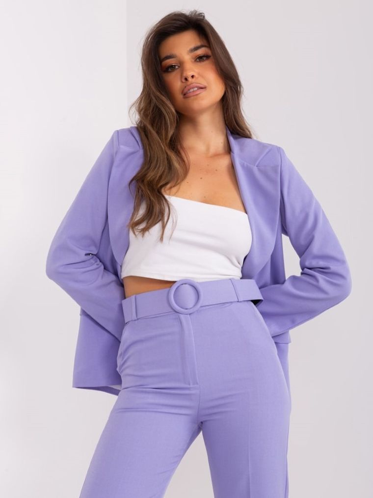 Spodnie materiałowe damskie, fioletowe, Italy Moda