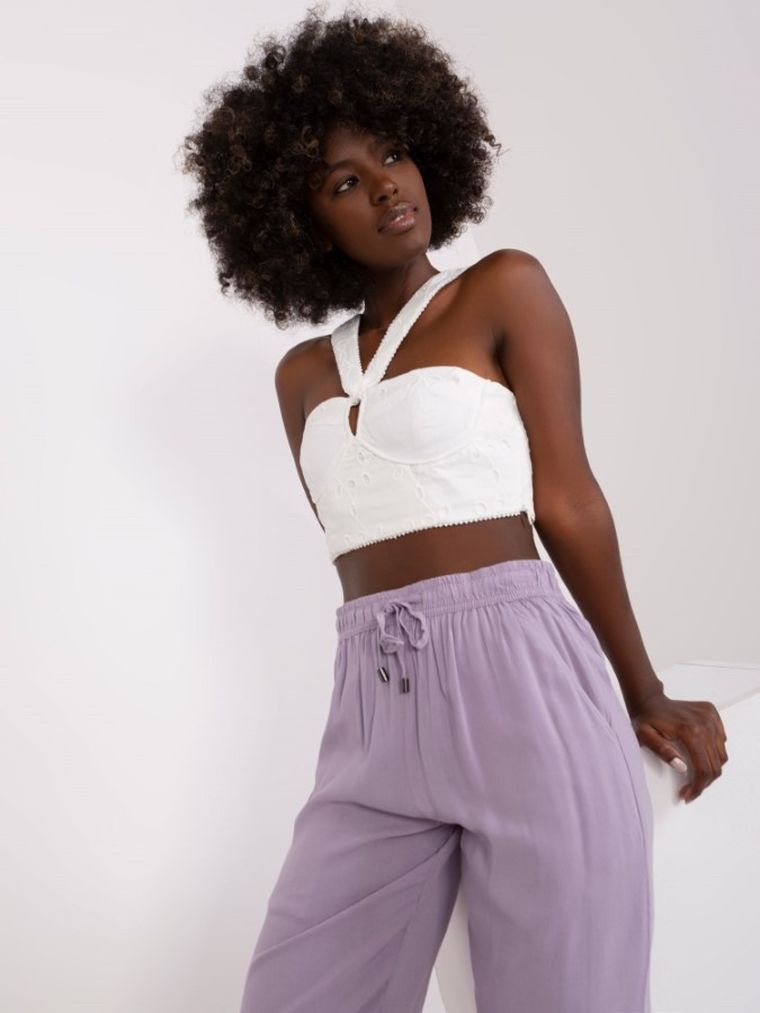 Spodnie materiałowe damskie, fioletowe, Sublevel