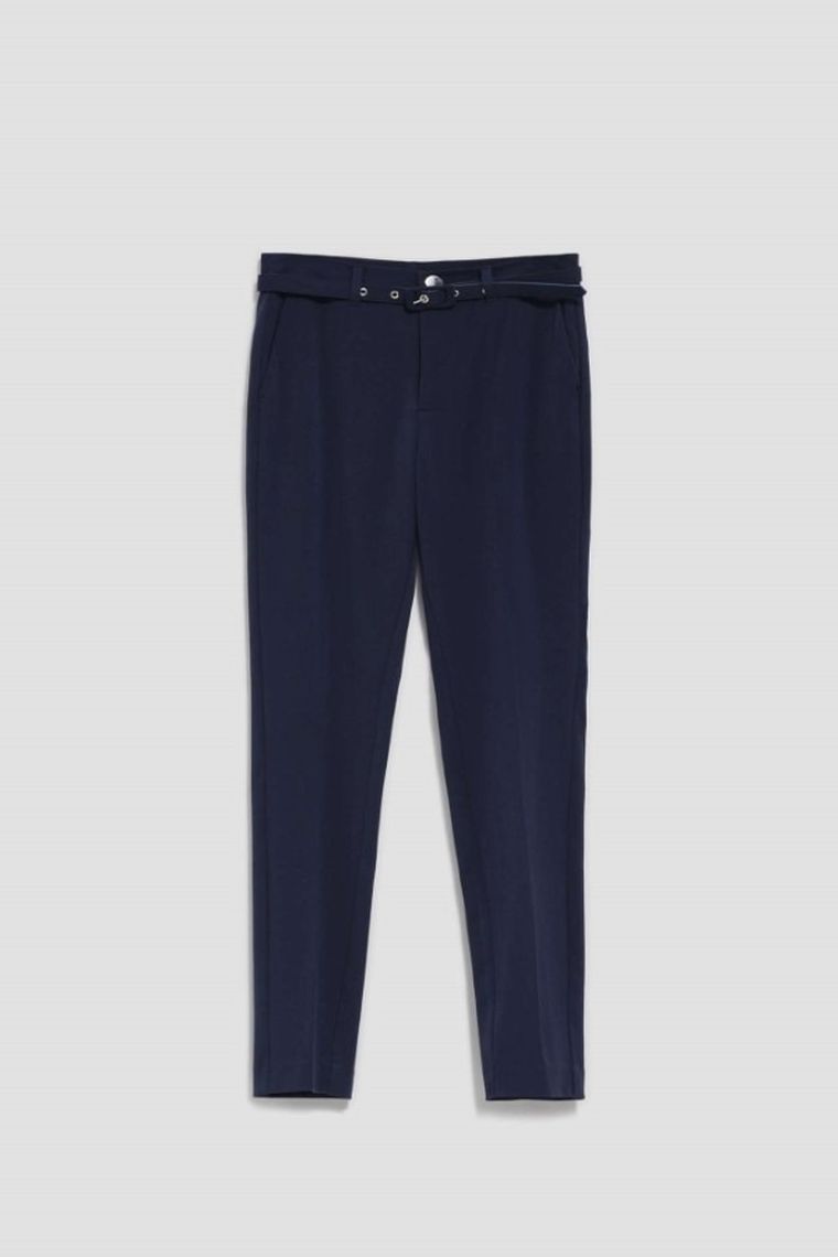 Spodnie materiałowe damskie, granatowe, Moodo