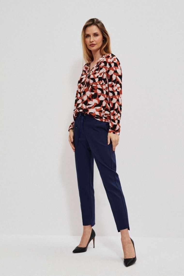 Spodnie materiałowe damskie, granatowe, Moodo