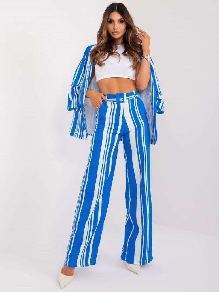 Spodnie materiałowe damskie, niebieskie, Italy Moda