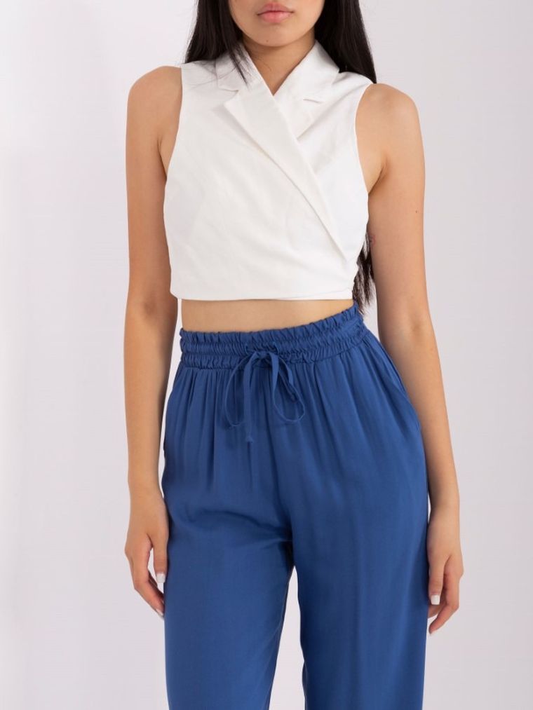 Spodnie materiałowe damskie, niebieskie, Lakerta