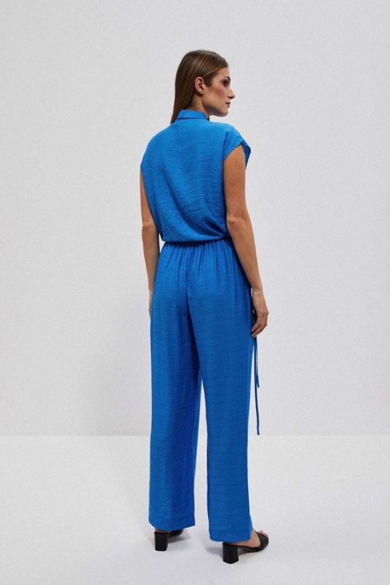 Spodnie materiałowe damskie, niebieskie, Moodo