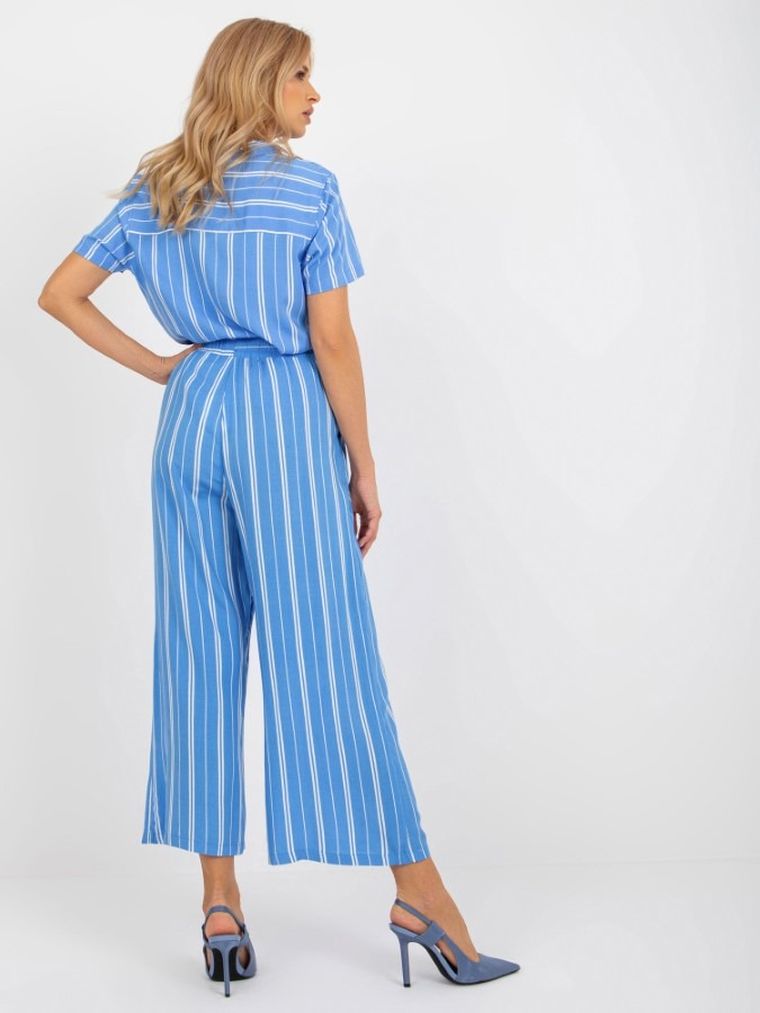 Spodnie materiałowe damskie, niebieskie, Sublevel