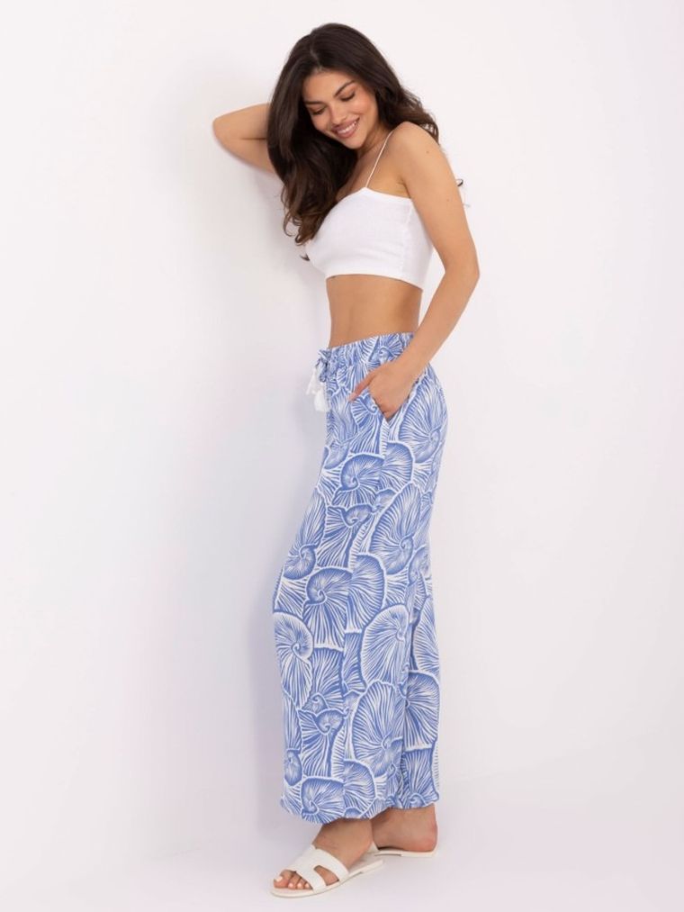 Spodnie materiałowe damskie, niebieskie, Sublevel