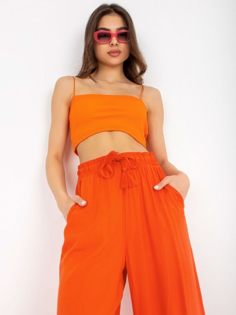 Spodnie materiałowe damskie, pomarańczowe, Sublevel