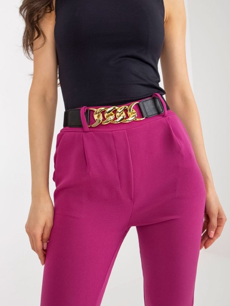 Spodnie materiałowe damskie, różowe, Italy Moda