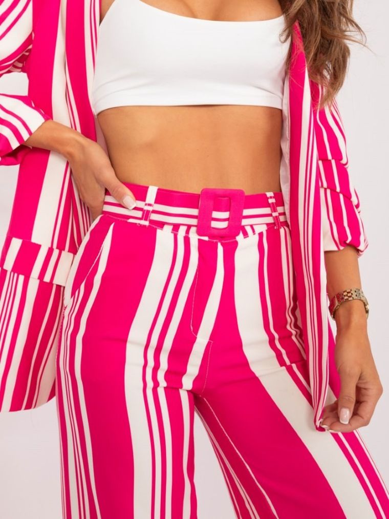 Spodnie materiałowe damskie, różowe, Italy Moda