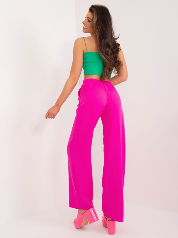 Spodnie materiałowe damskie, różowe, Rue Paris