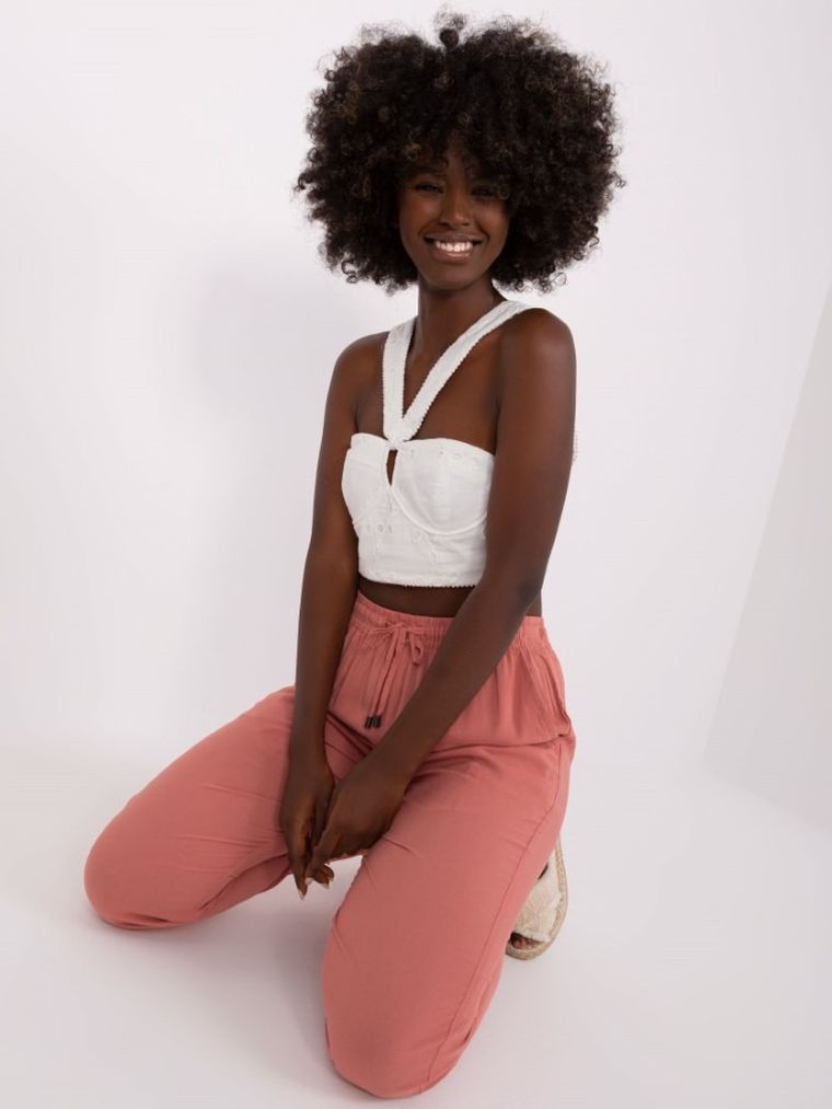 Spodnie materiałowe damskie, różowe, Sublevel